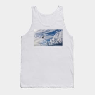 White seagull flying in bright blue sky Tank Top